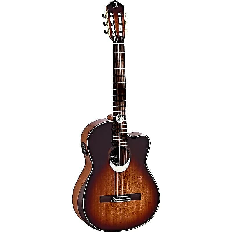 

Акустическая гитара Ortega Guitars Private Room Slim Neck Nylon String A/E Guitar in Eclipse Burst w/ Built-In Armrest