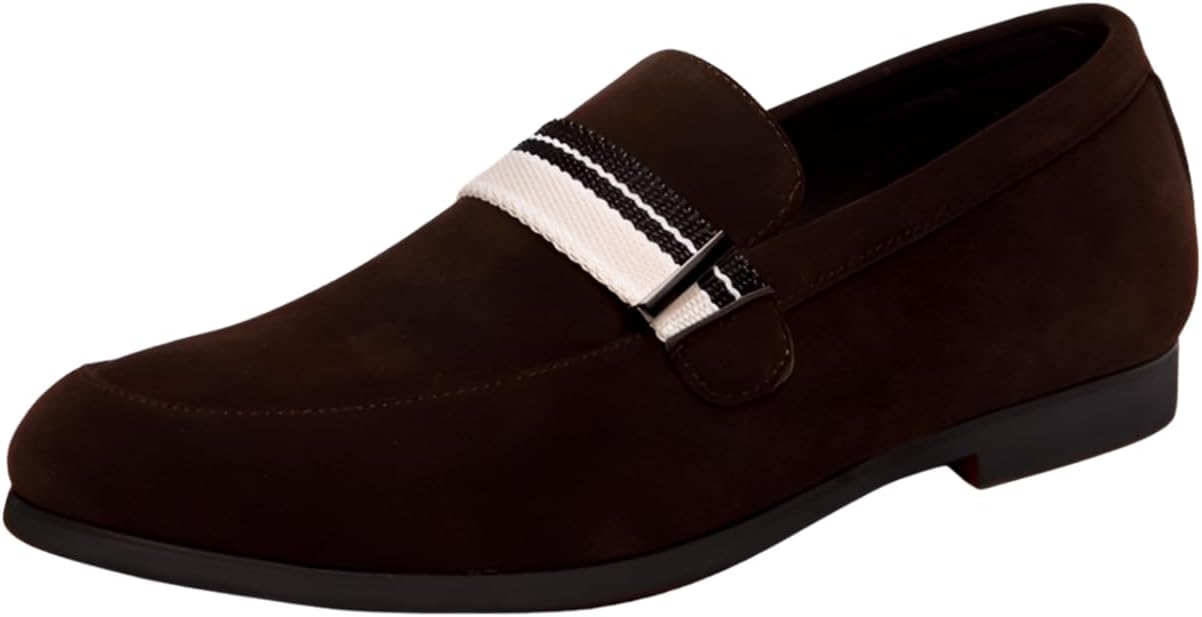 

Мужские повседневные лоферы Santimon из замши, мужские слипоны, формальные туфли с полосками, мокасины, коричневый