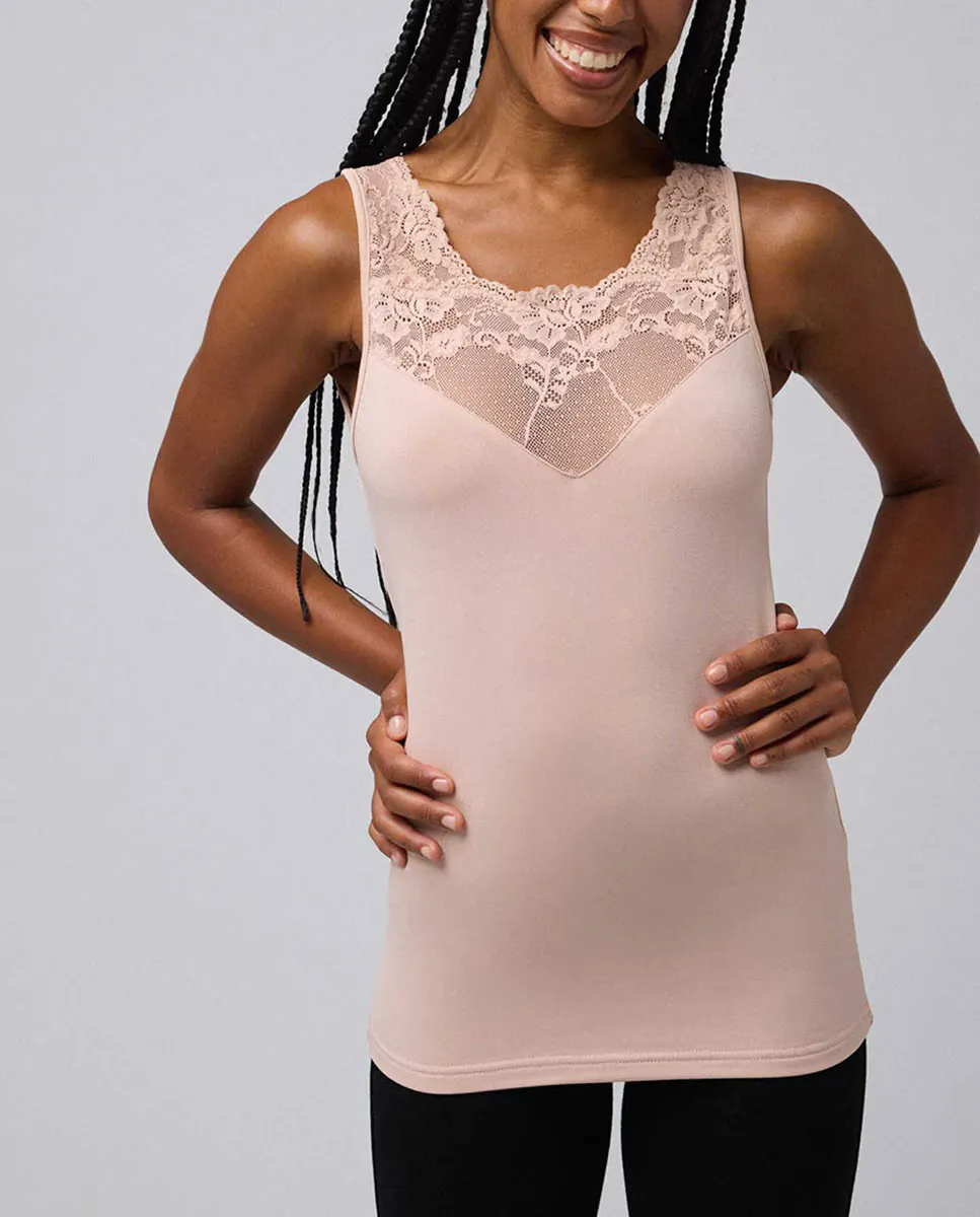 

Женская термофутболка без рукавов с кружевом Ysabel Mora, цвет Nude