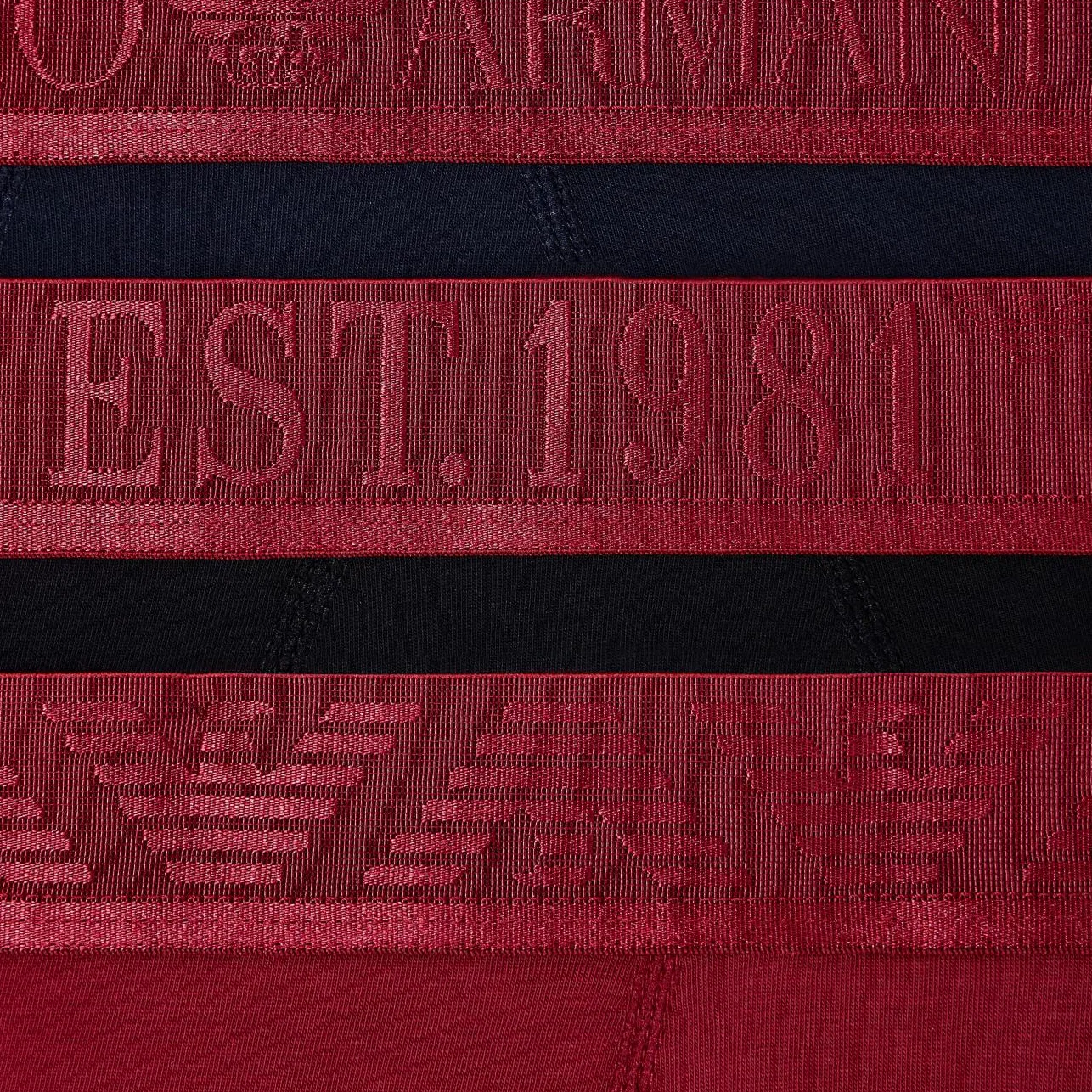 Боксеры из органического джерси 3 шт. Emporio Armani красный+черный+темно-синий — фото 4