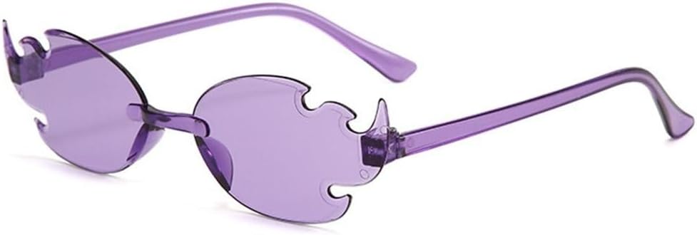 

Красочные солнцезащитные очки в форме пламени, забавные солнцезащитные очки без оправы в форме пламени, очки для вечеринок и косплея для женщин и мужчин HYYZZC, Purple