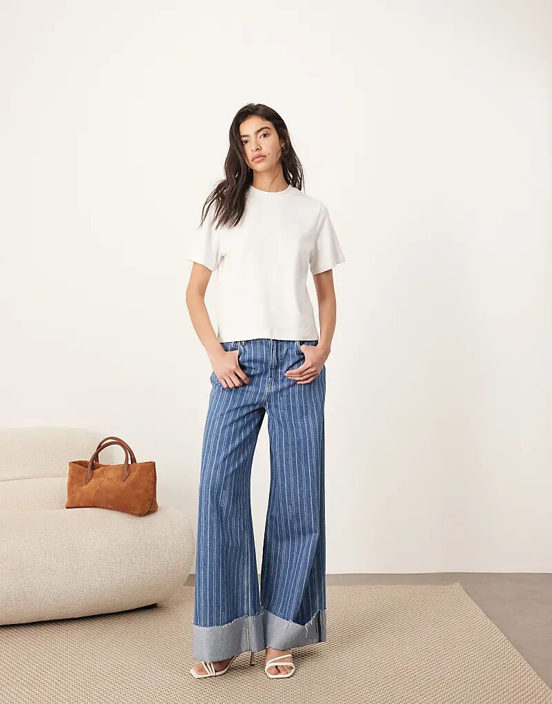 

Джинсы Parker Denim с высокой талией и отворотами, свободные, с лазерной полоской
