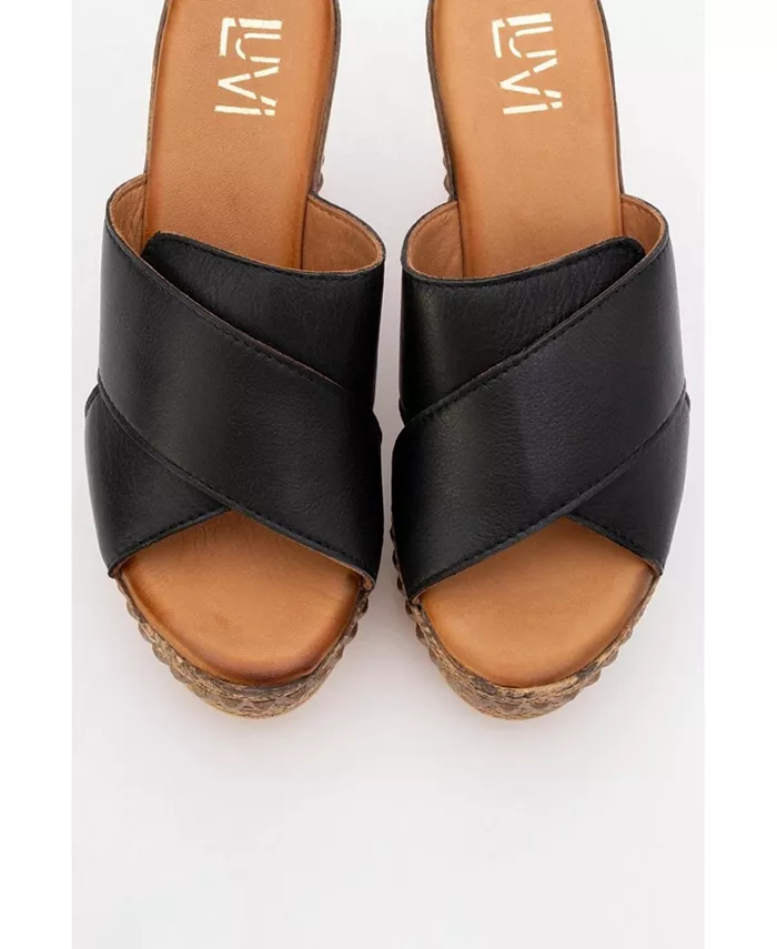 Сандалии из кожи на танкетке Lois (женские) Forever & Always Shoes, черный — фото 3