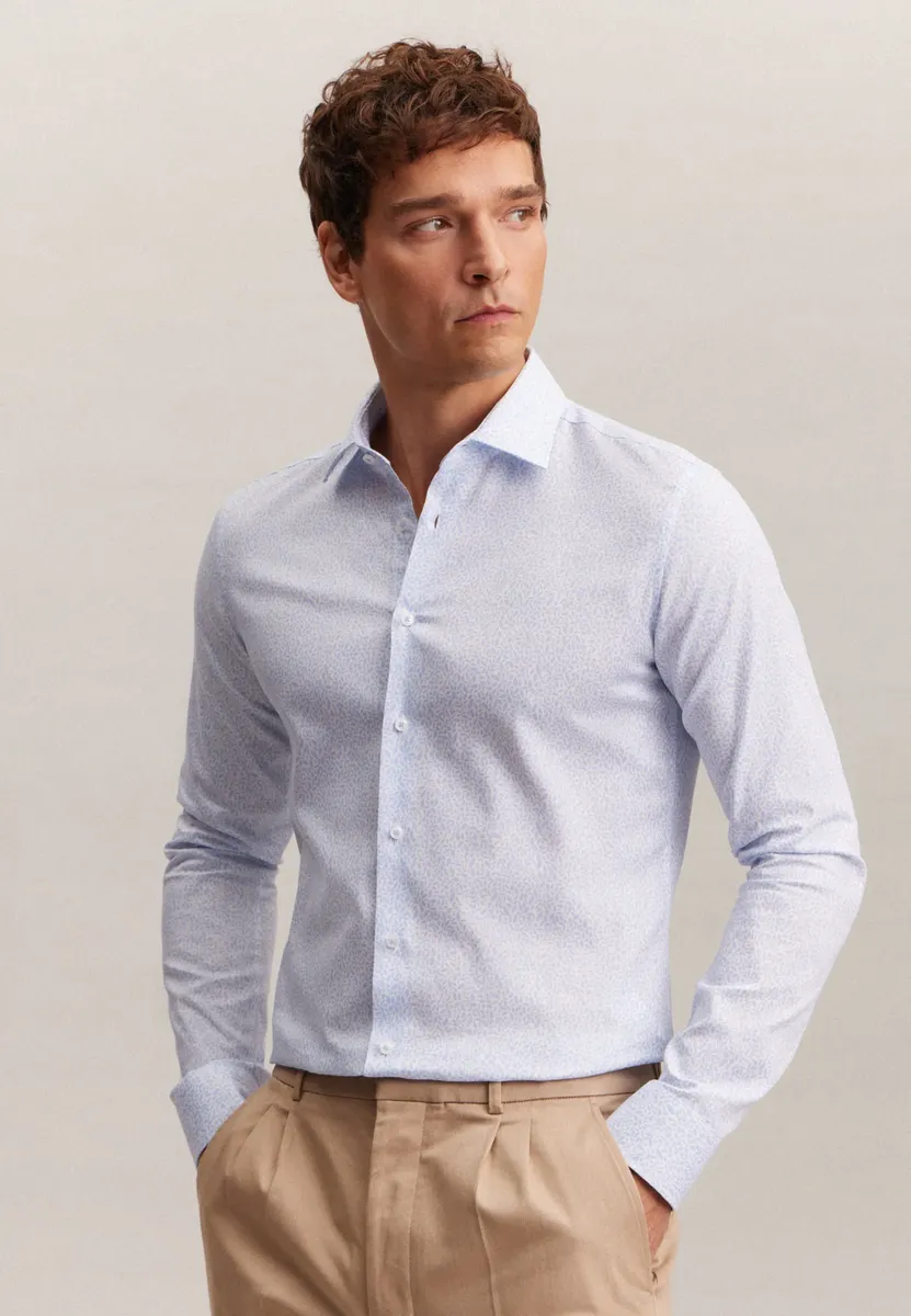 

Деловая рубашка seidensticker "X-Slim", X-Slim с длинными рукавами и принтом на воротнике Kent, голубой