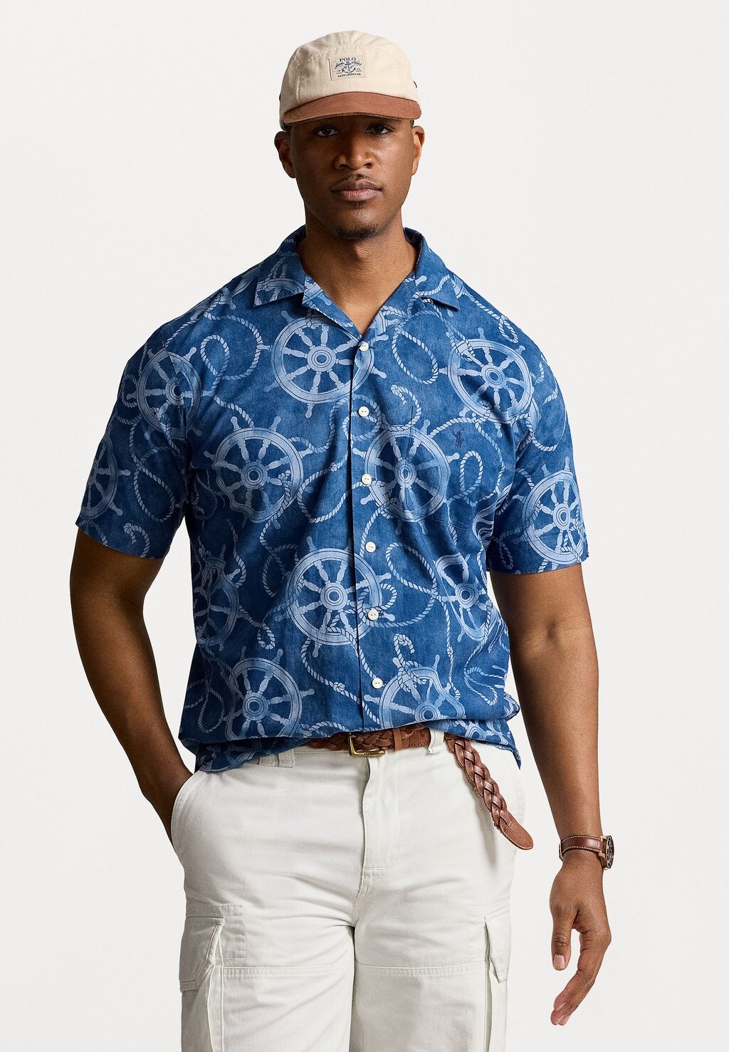 

Рубашка PRINTED COTTON LINEN CAMP SHIRT Ralph Lauren, темно-синий