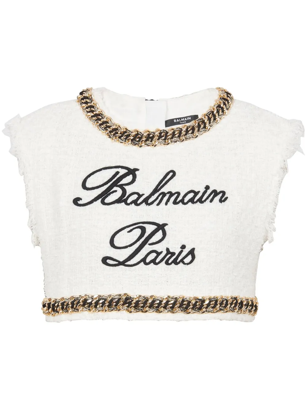 

Укороченный топ с вышивкой Signature BALMAIN, белый