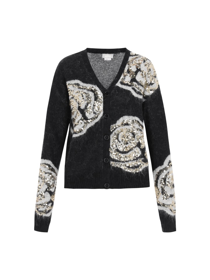 

Женский кардиган черного и бежевого цветов Usha