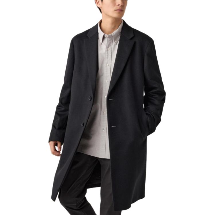 

UNIQLO Пальто мужское Black с воротником-стойкой, умеренно прямое
