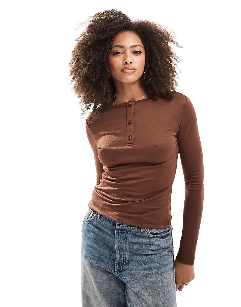 

Топ из тонкой сетки в шоколадном цвете ASOS DESIGN
