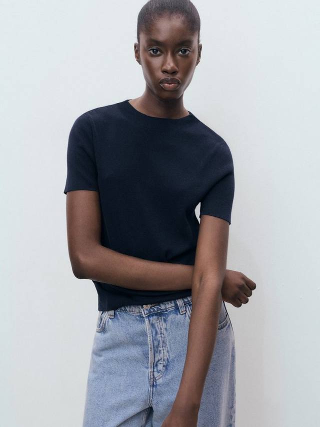 

Джемпер с коротким рукавом camel Mango, Navy