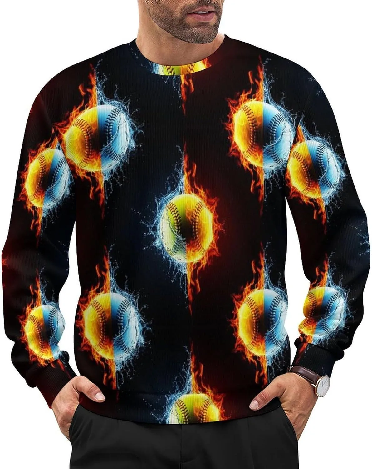 

Мужской свитер с круглым вырезом вязаный пуловер VAFZASC