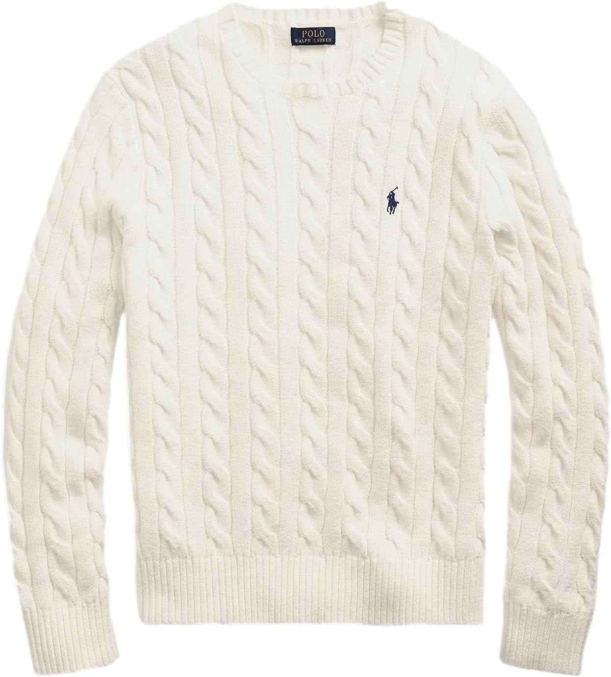 

Polo Ralph Lauren мужской свитер из хлопка с косой вязкой, Ralph Lauren Cream