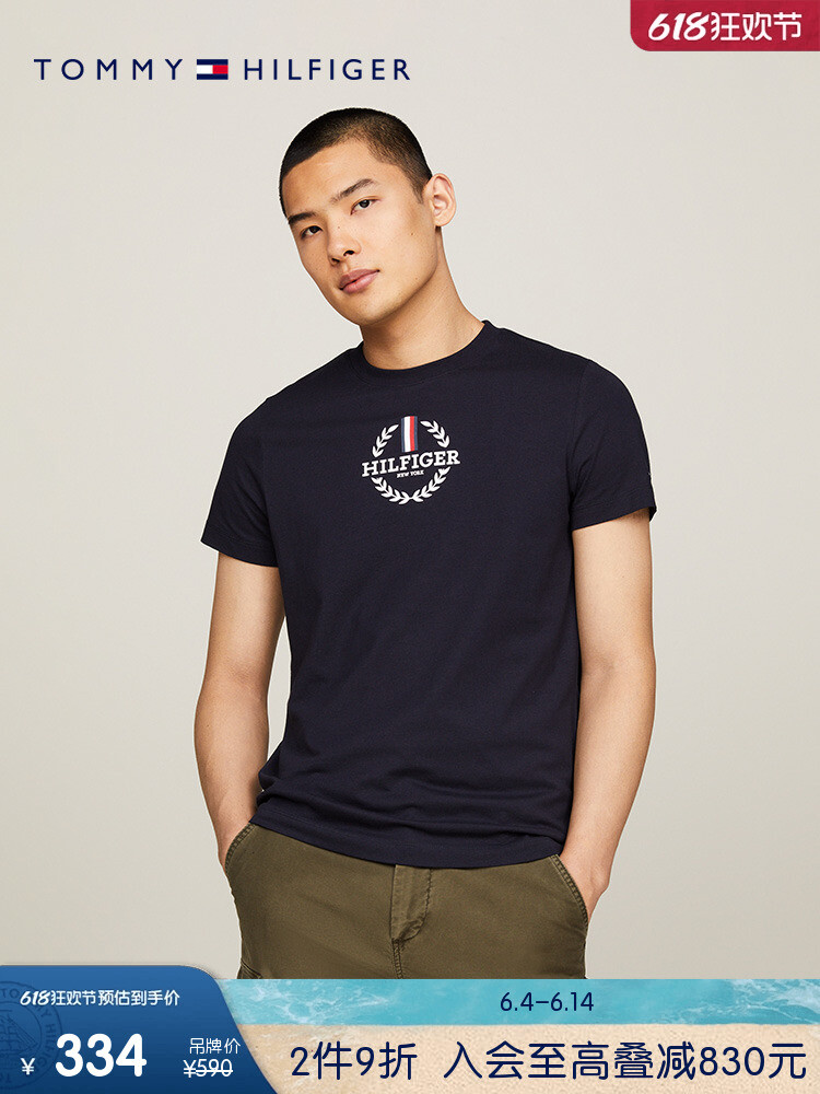 

Футболка мужская Tommy Hilfiger с принтом и короткими рукавами, красный