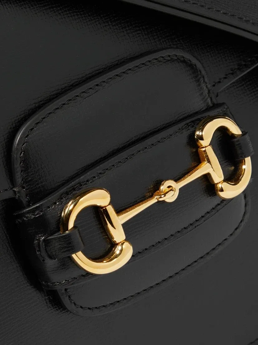 Сумка через плечо Horsebit 1955 из текстурированной кожи GUCCI, черный — фото 4