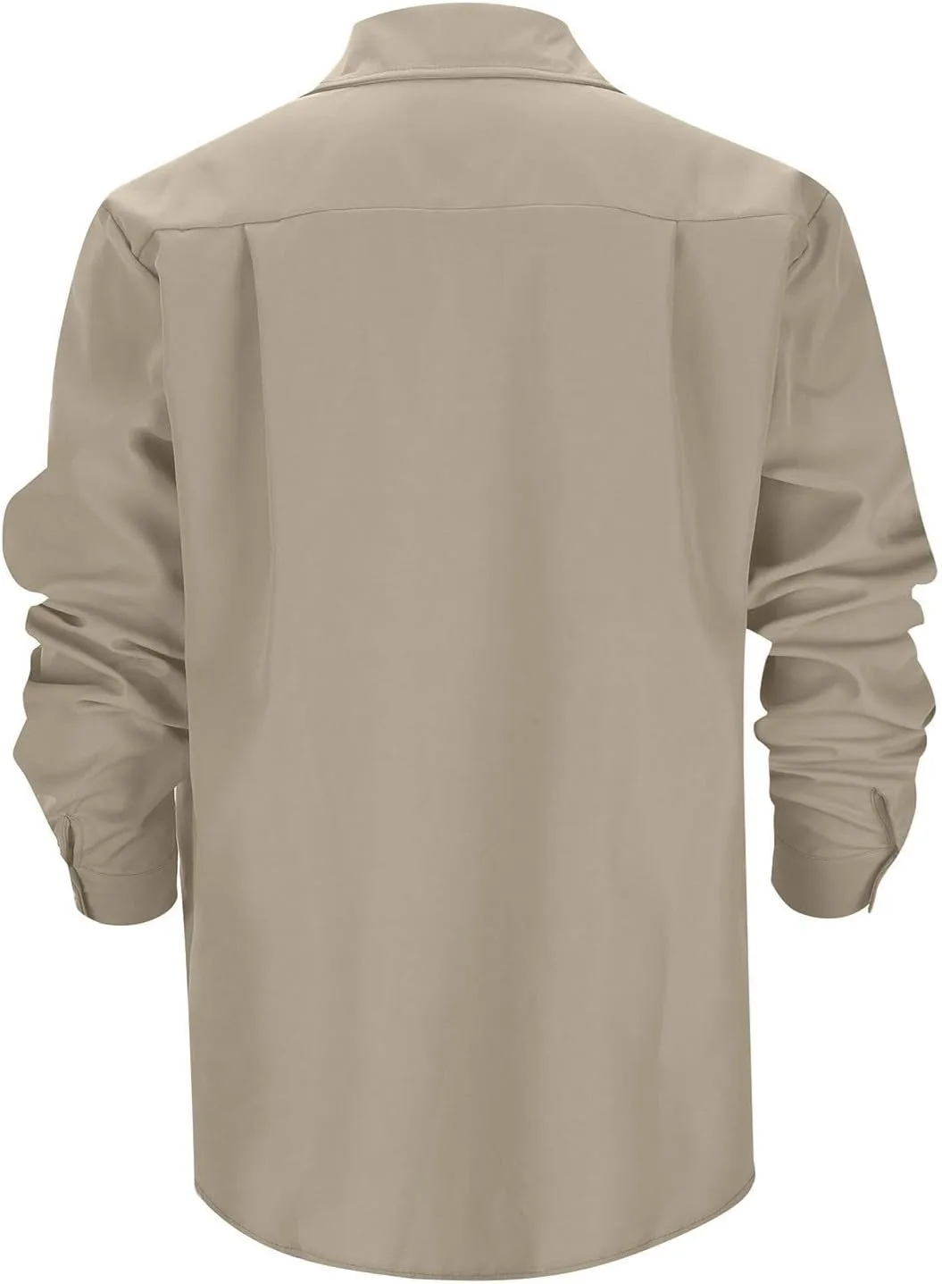 Мужская рубашка на пуговицах Casual Classic с отложным воротником и длинным рукавом, удобная свободная офисная сорочка, весна 2026 Generic, хаки — фото 3