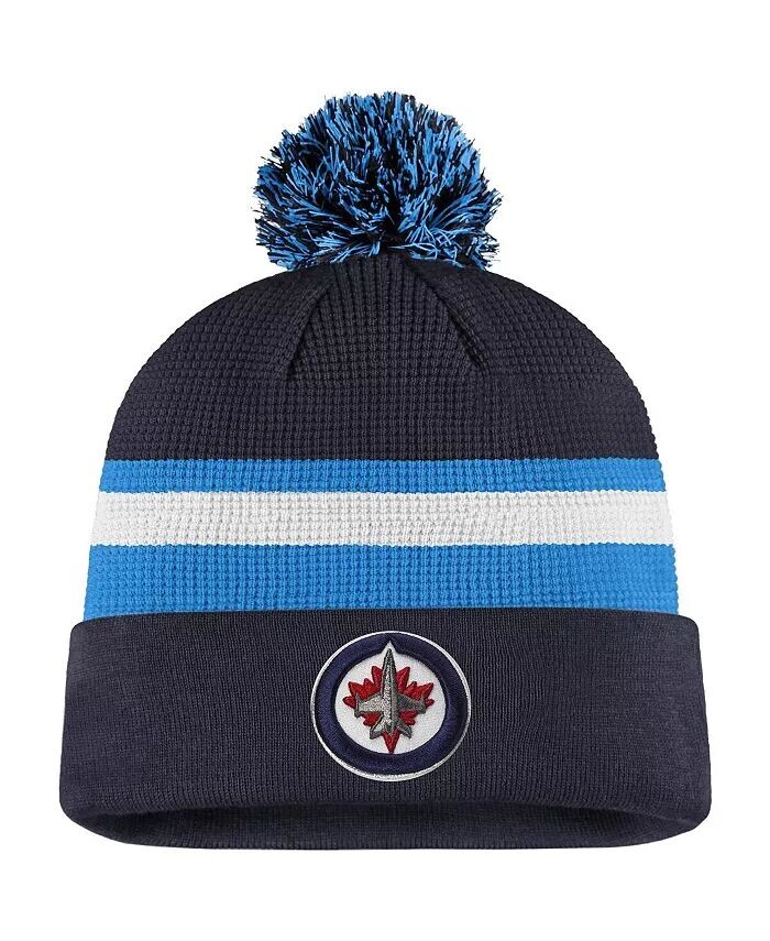 

Мужская темно-синяя/синяя шапка Winnipeg Jets 2020 NHL Draft Authentic Pro с манжетами и помпоном Fanatics