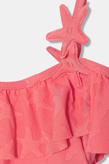 Купальник детский с воланами и геометрическим принтом United Colors of Benetton, оранжевый — фото 3