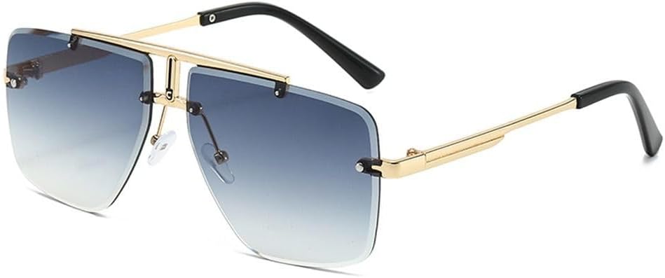 

Модные мужские солнцезащитные очки без оправы для женщин, солнцезащитные очки с двойной перемычкой и металлической оправой, очки для вождения, защита от УФ-излучения UV400, спортивные очки WNCKSQ, Gold-gradient Gray