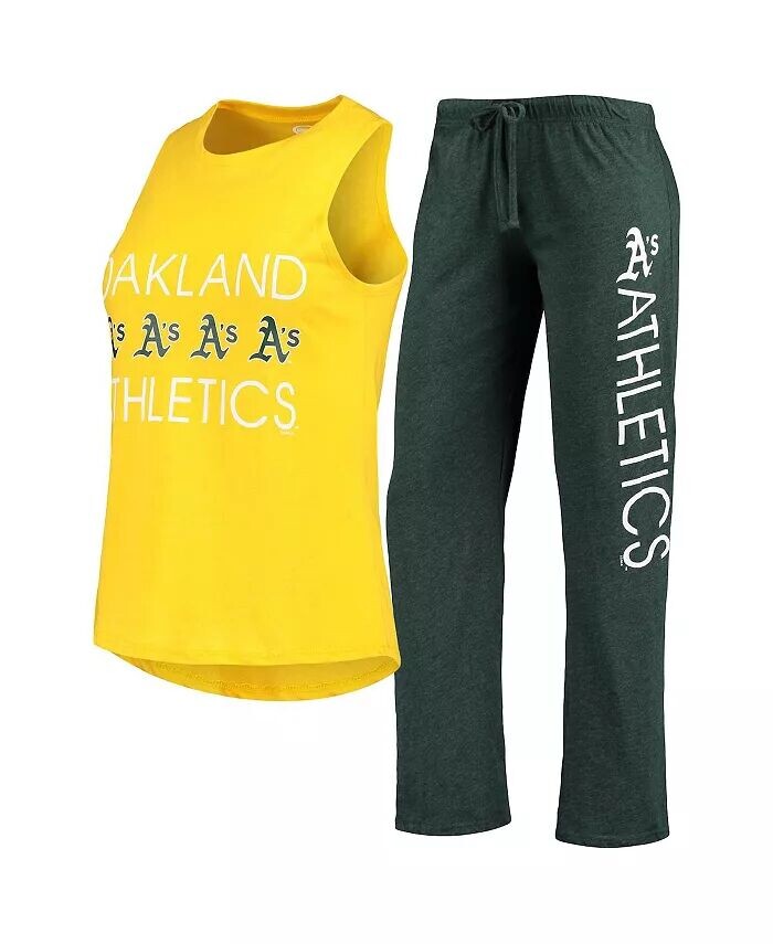 

Женский зеленый, золотой Oakland Athletics Meter Muscle майка и штаны для сна Concepts Sport