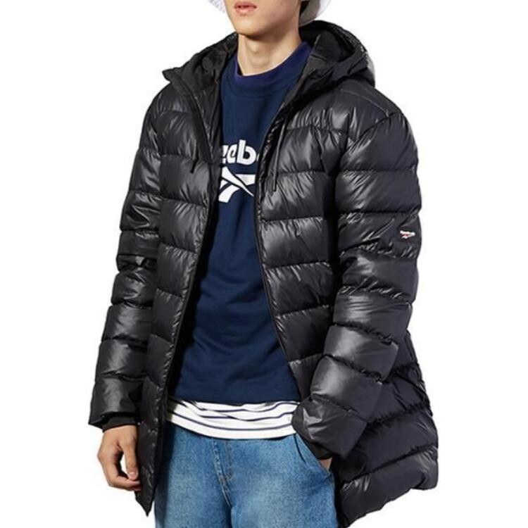 Куртка Reebok Down Long Padded Hooded, черный — фото 2