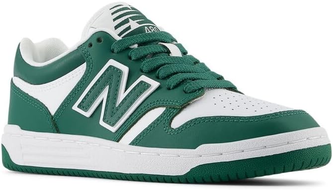 Детские кроссовки New Balance 480 V1 на шнуровке для мальчиков, белый/зеленый — фото 4