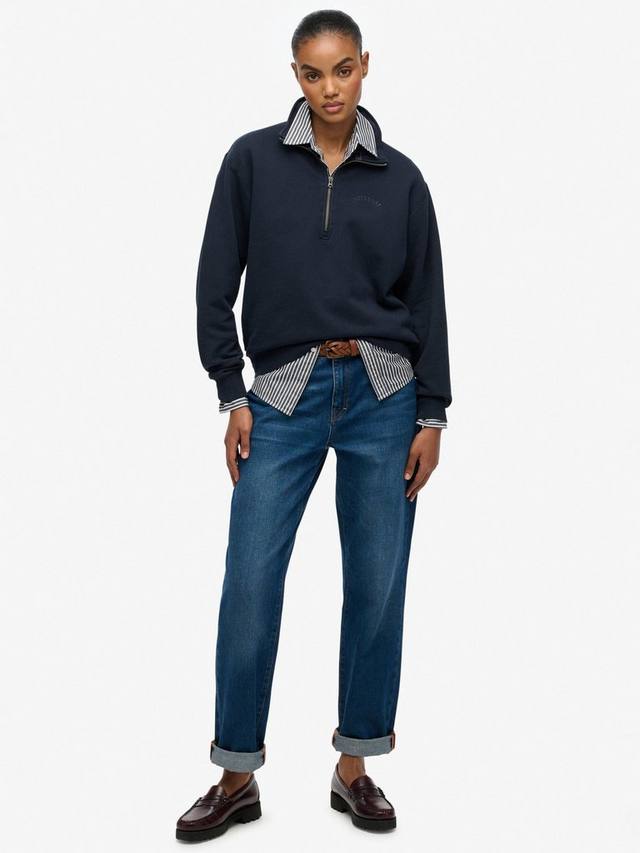 Свитер Essential Logo с краповой окраской и молнией на половину Superdry, Eclipse Navy — фото 3