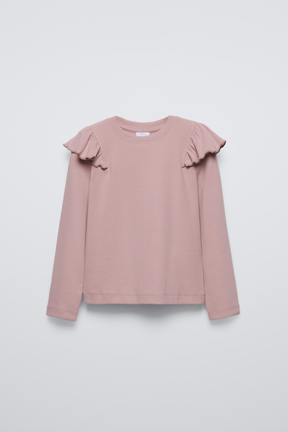 

Лонгслив в рубчик с воланом ZARA, розовый