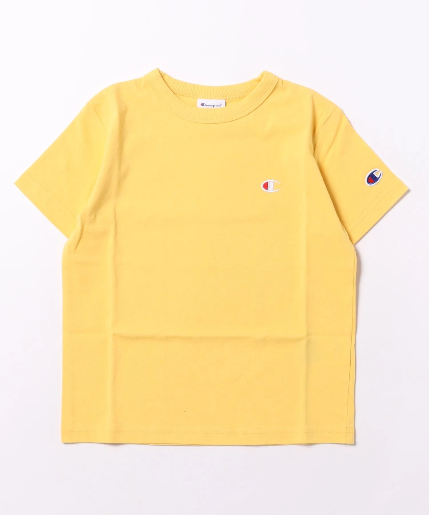 Детская футболка Champion SHORT SLEEVE T-SHIRT с вышивкой логотипа светло-жёлтая