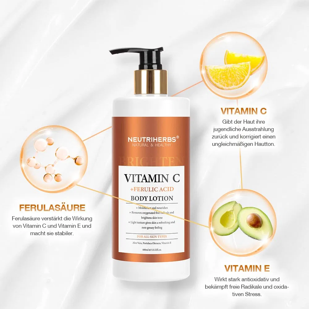 Увлажняющий лосьон для тела с витамином C Neutriherbs, 400 мл Neutriherbs, Vitamin C - Brighten Skin — фото 3
