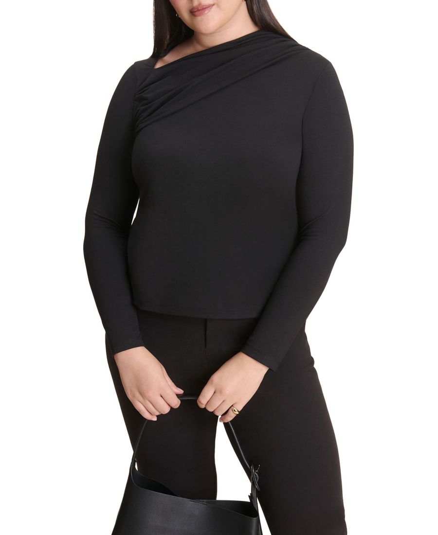 

Женский топ больших размеров с разрезом на шее ELOQUII, Black onyx