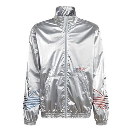 

Куртка adidas originals Embroidered Logo Sports Stand Collar Jacket Silver, цвет silver