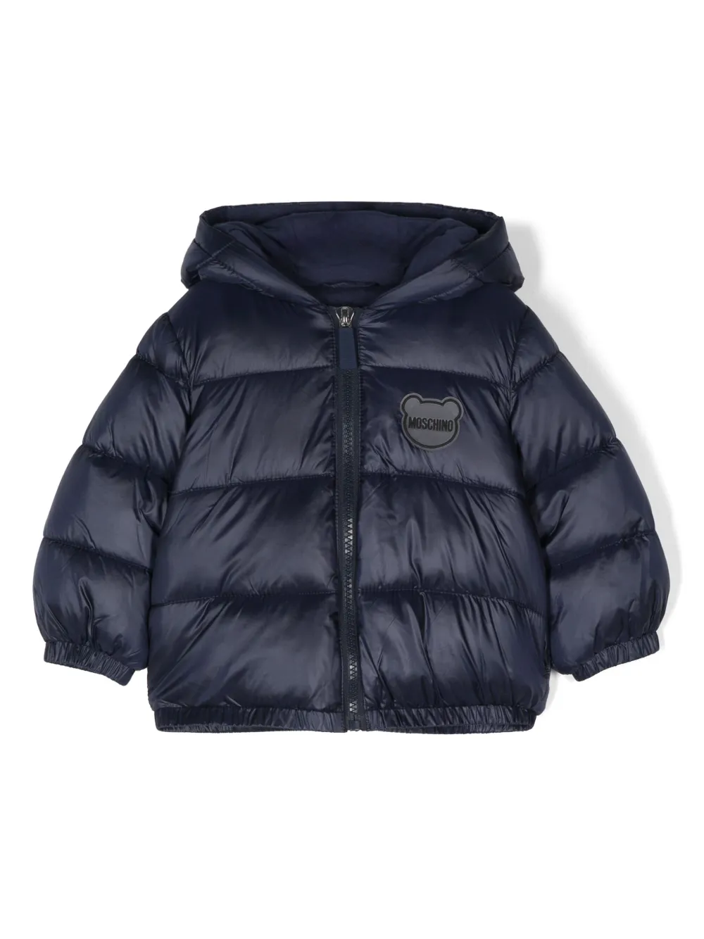 

Пуховик с нашивкой-логотипом Moschino Kids, синий
