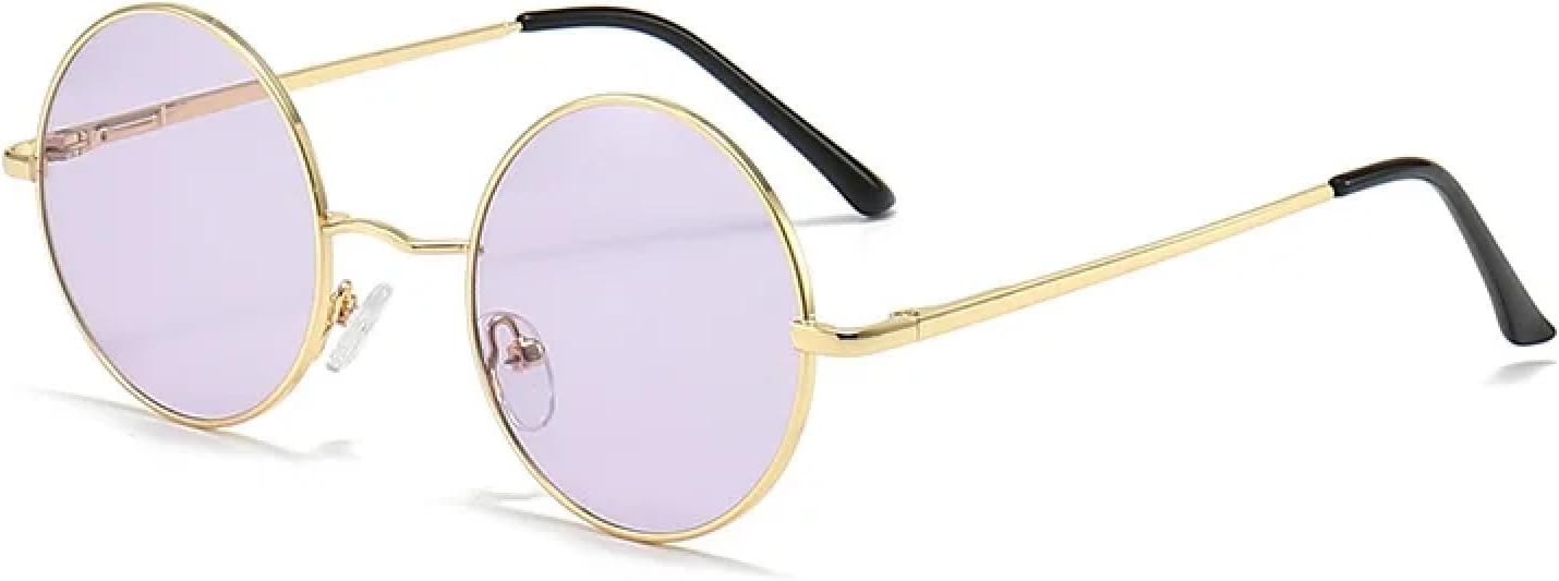 

Солнцезащитные очки с защитой от УФ-излучения UV400 | Круглая металлическая оправа в стиле панк | Для женщин и мужчин, для занятий спортом на открытом воздухе и вождения DSVIGF, Gold Purple