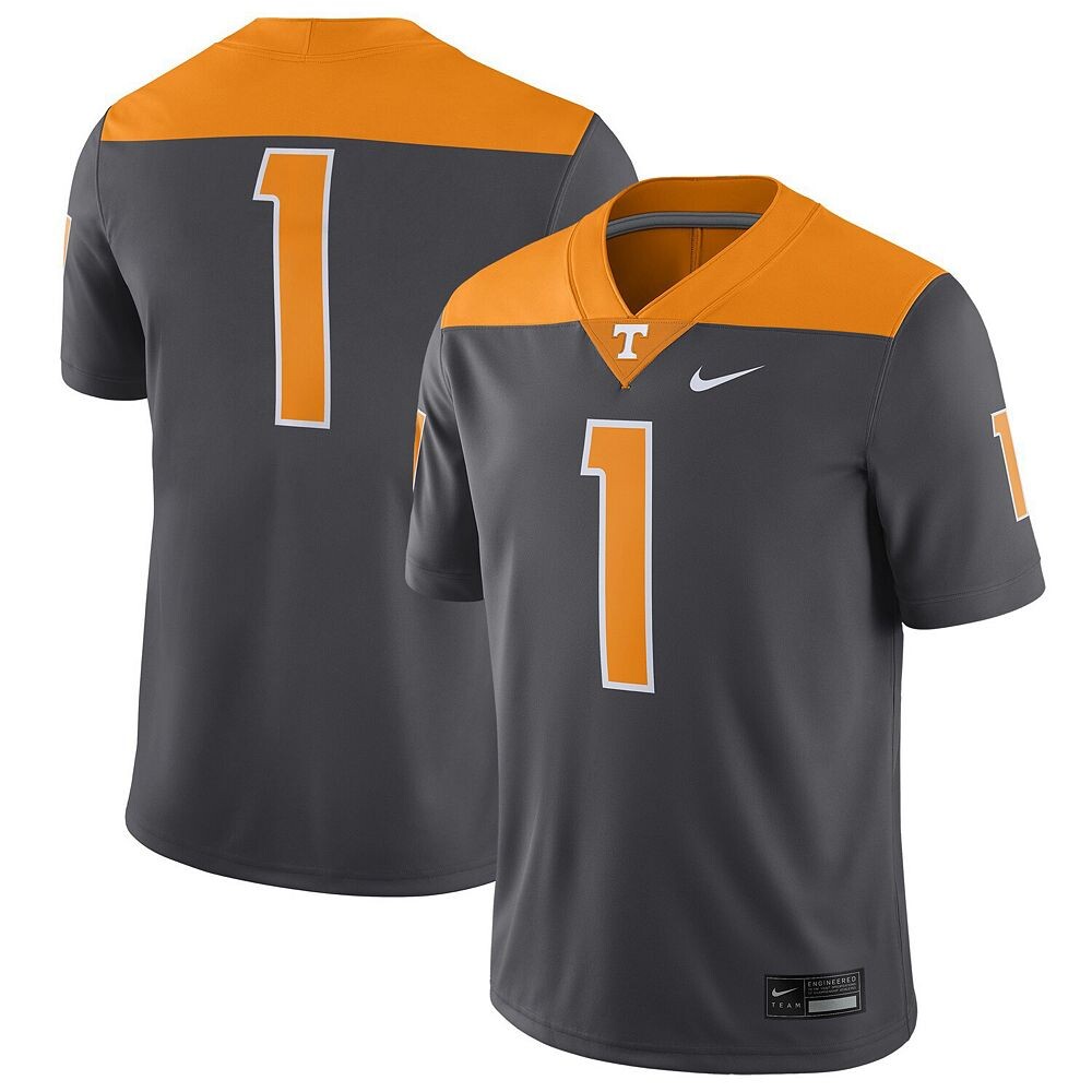 

Мужское джерси Nike #1 антрацитового цвета Tennessee Volunteers Alternate Game, цвет Ten Grey