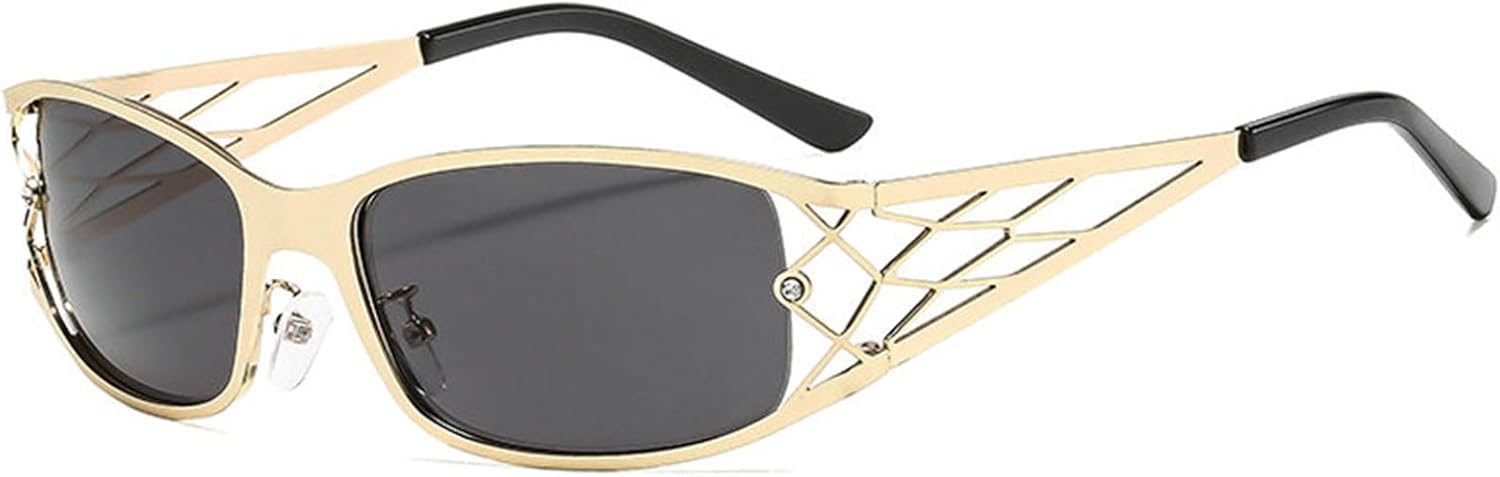 

Солнцезащитные очки Willochra Y2K со стразами для женщин и мужчин, ретро, ​​прямоугольные, обтекаемой формы, модные квадратные очки в стиле 2000-х, защита от ультрафиолета UV400, C1