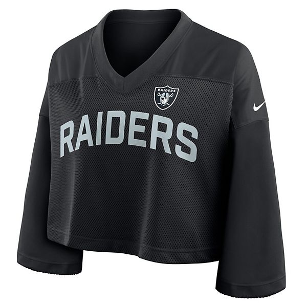 Женская черная футболка Las Vegas Raiders Primetime с укороченным кроем и сетчатыми вставками Dri-FIT Nike — фото 2
