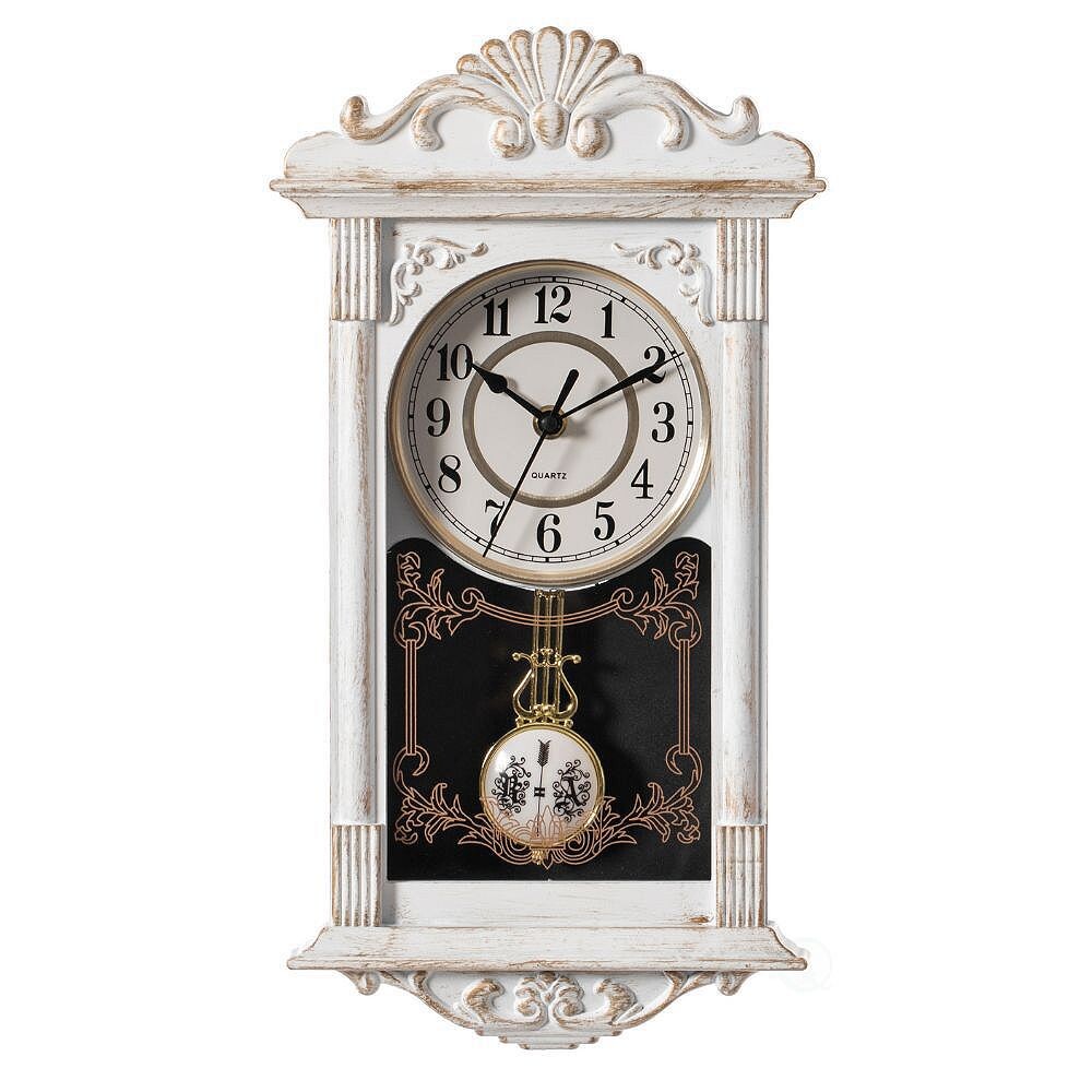 

Винтажные деревянные настенные часы с маятником по часовой стрелке Clockswise, белый