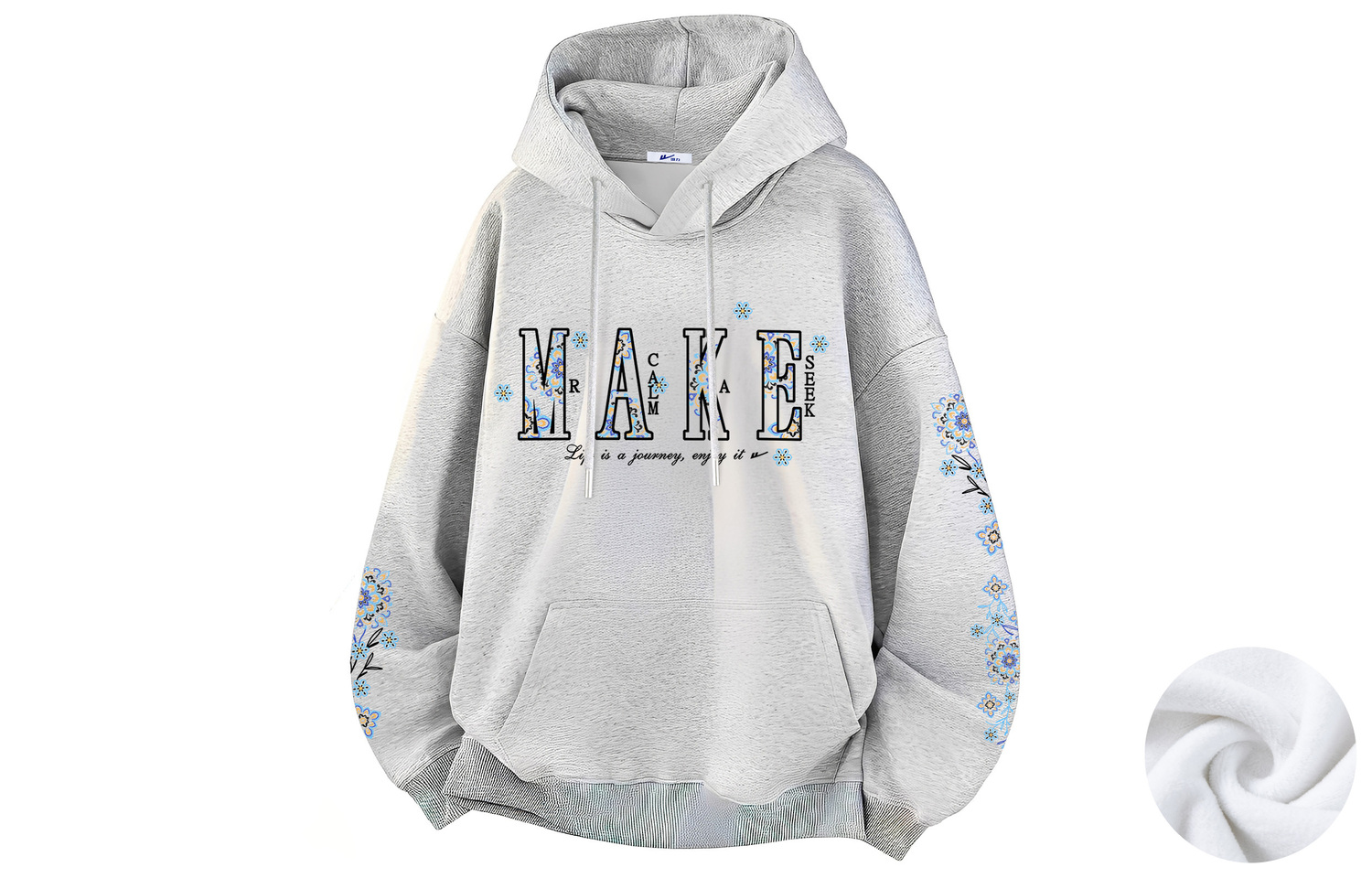 

Толстовка Unisex Hooded Moderate Heavyweight WARRIOR, светло-серый fleece-lined