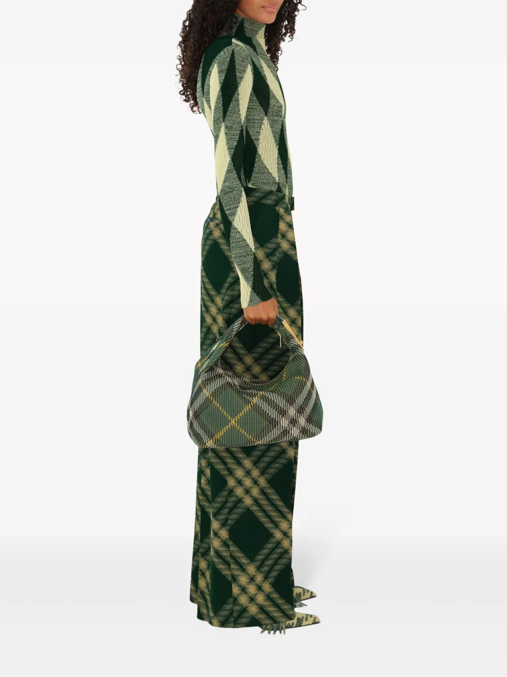Клетчатая сумка на плечо Peg среднего размера BURBERRY, зеленый — фото 2