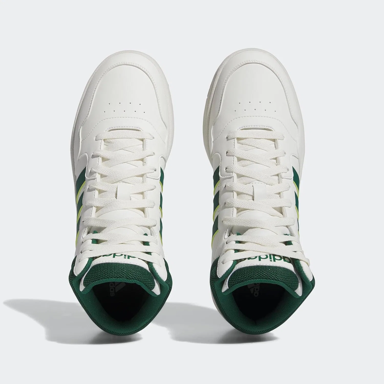 Мужские баскетбольные кроссовки Adidas Hoops 3.0 Mid Lifestyle в классическом винтажном стиле, Core White Collegiate Green Gum — фото 3