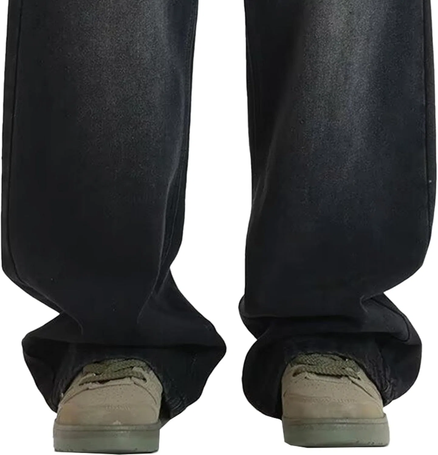 Джинсы свободные, Men's Baggy Hip Hop Jeans Relaxed Fit Casual Wide Leg Long Trousers Vintage Plain Denim Pants, Black — фото 2
