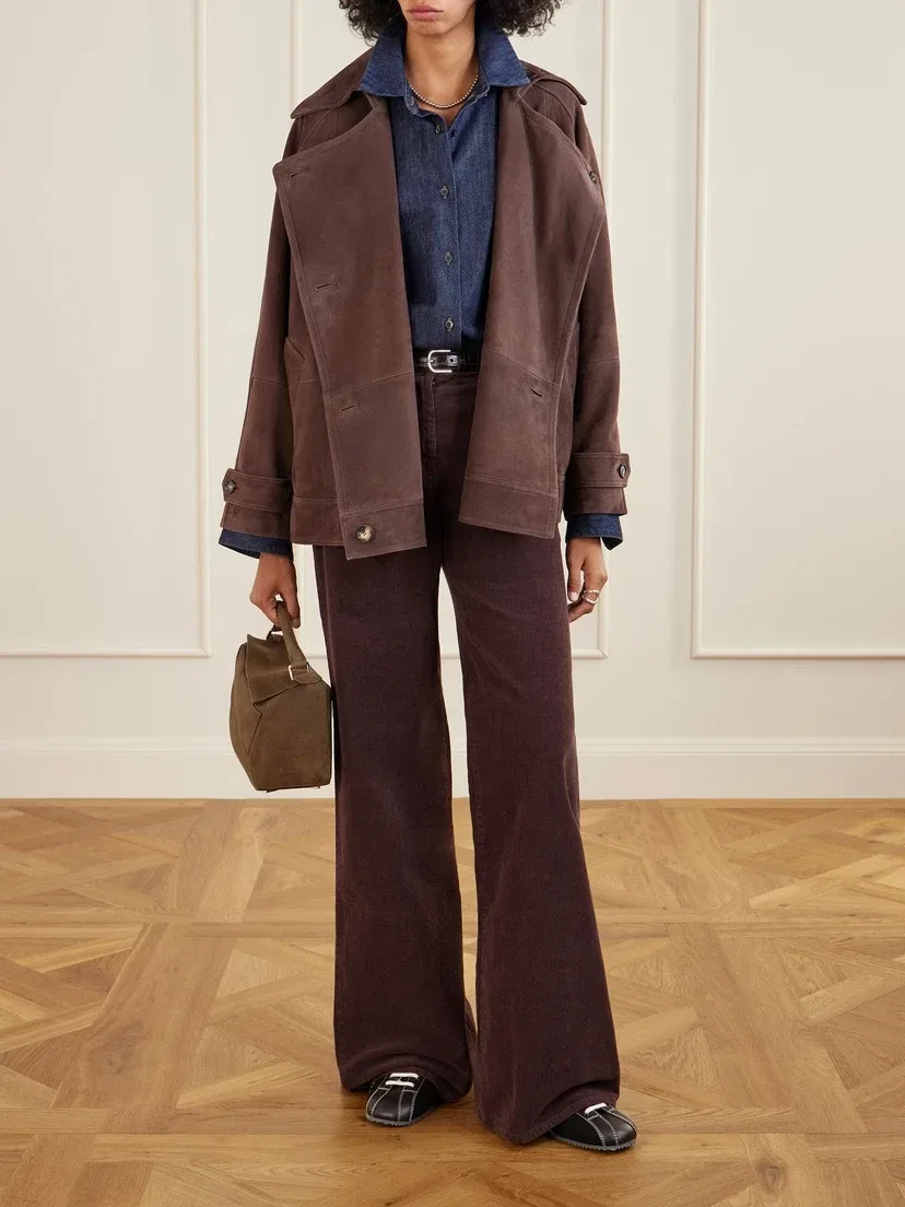 Двубортная замшевая куртка LOEWE, коричневый — фото 2