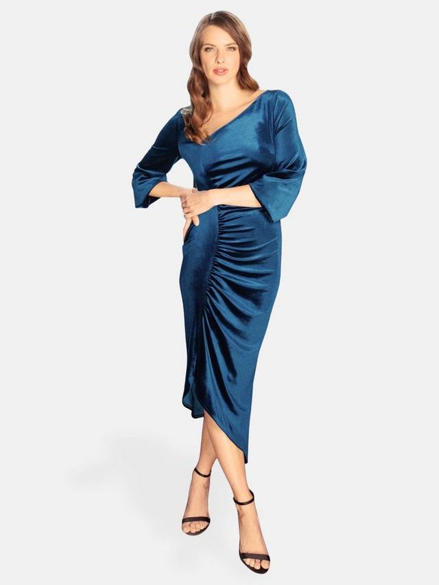 

Рюшированное бархатное платье миди HotSquash, Sapphire