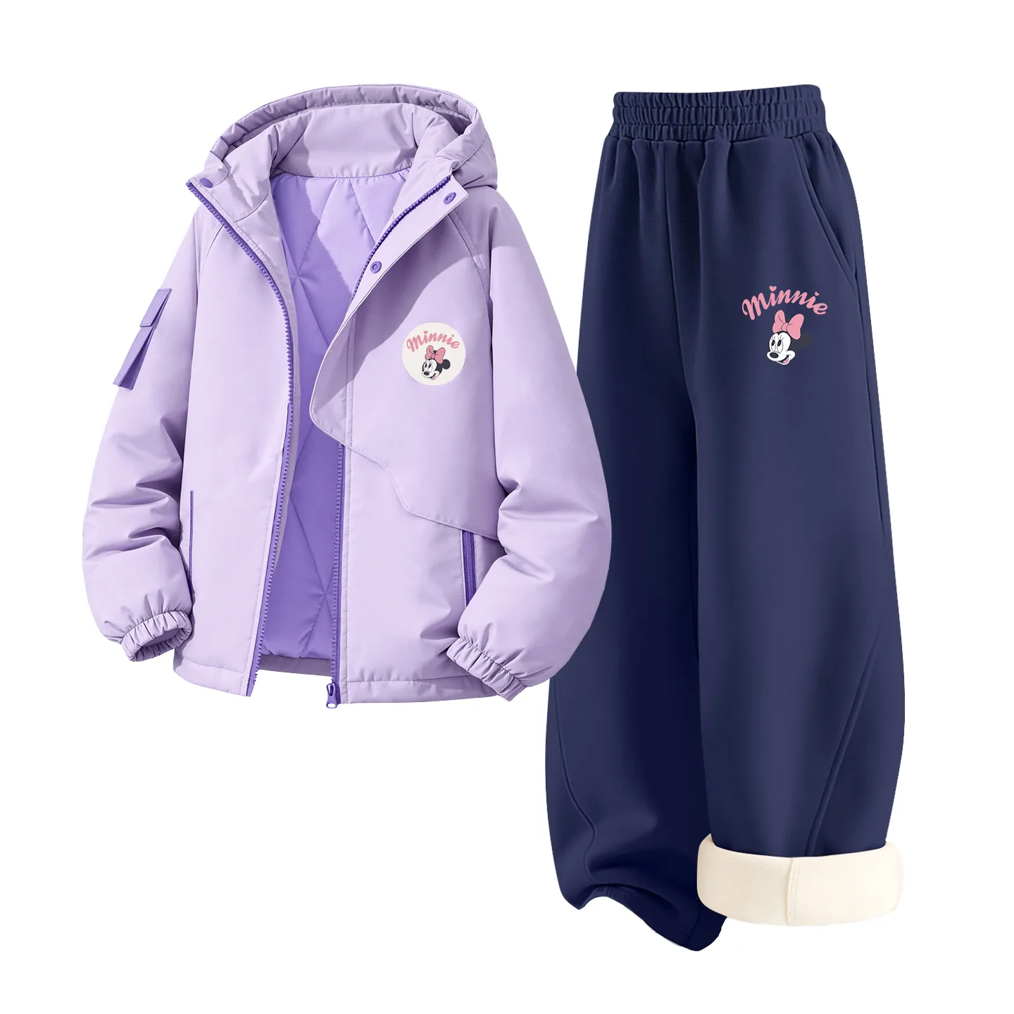 Детская толстовка с капюшоном для спорта и отдыха Disney, [Thickened and Fleece-Lined]Dini Round Hook-and-Loop K Soft Purple+Di Lift Eye K Navy Blue