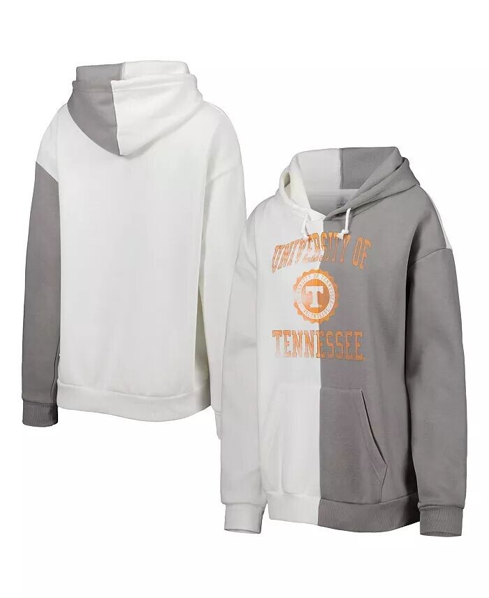 

Женская серо-белая толстовка с капюшоном Tennessee Volunteers с разрезом Gameday Couture