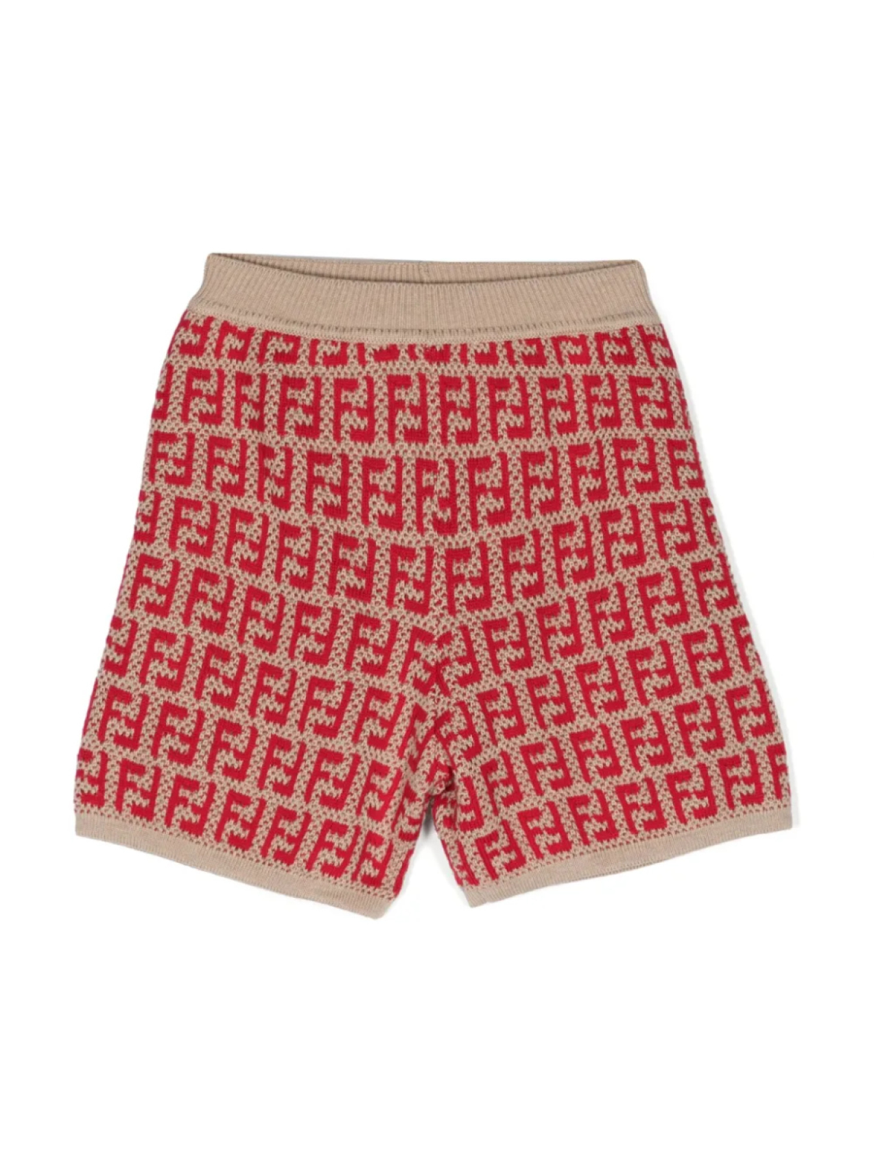 

Шорты из смеси шерсти и хлопка с логотипом FF Fendi Kids, нейтральный