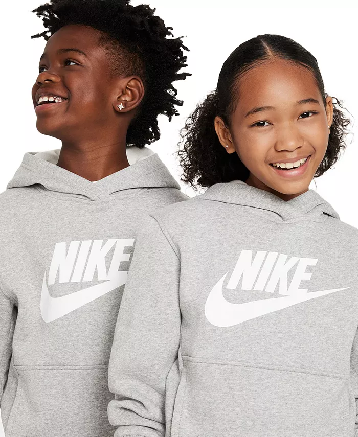 Толстовка с капюшоном Big Kids Sportswear Club из флиса Nike, серый — фото 3