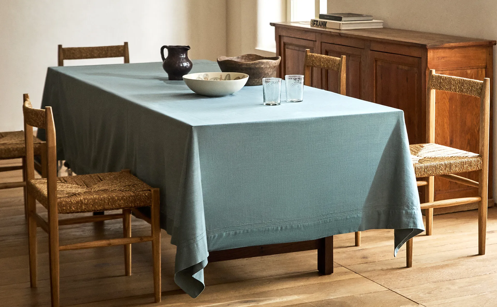 

Скатерть из хлопка с вышивкой Zara Home, синий