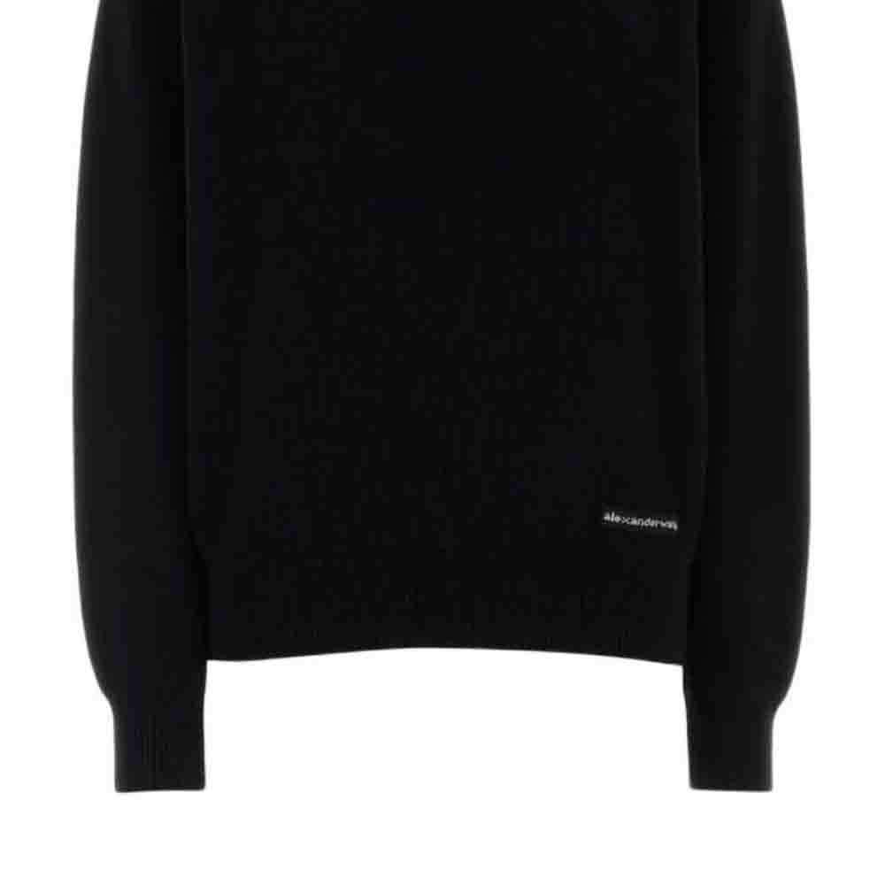 Джемпер с логотипом на пуговице Alexander Wang, черный — фото 3