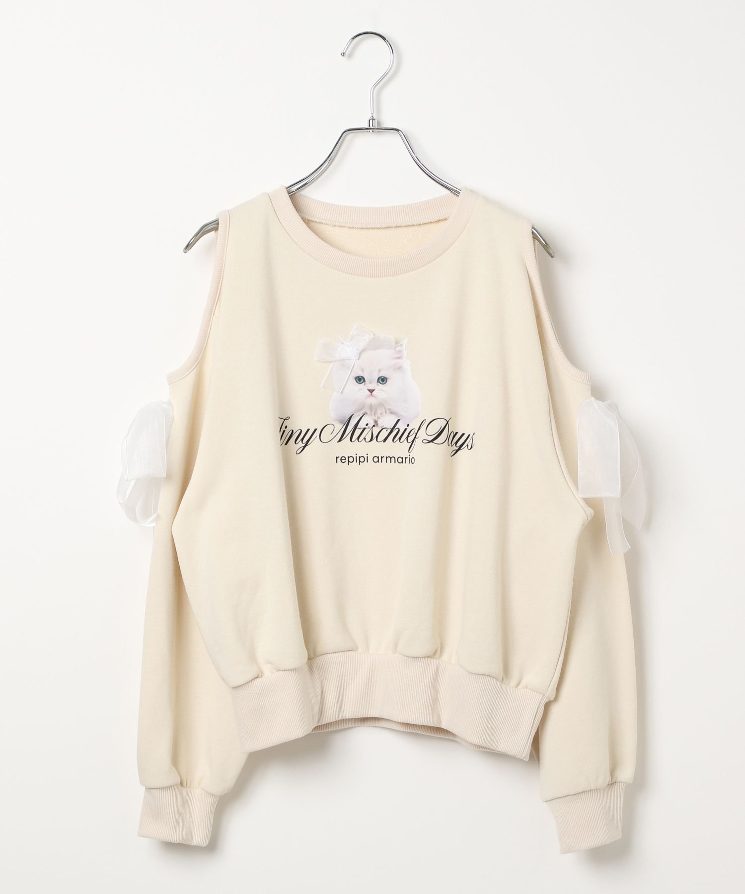 Топ с ленточкой CAT Ribbon Kataaki Repipi armario, Ivory 08 — фото 2
